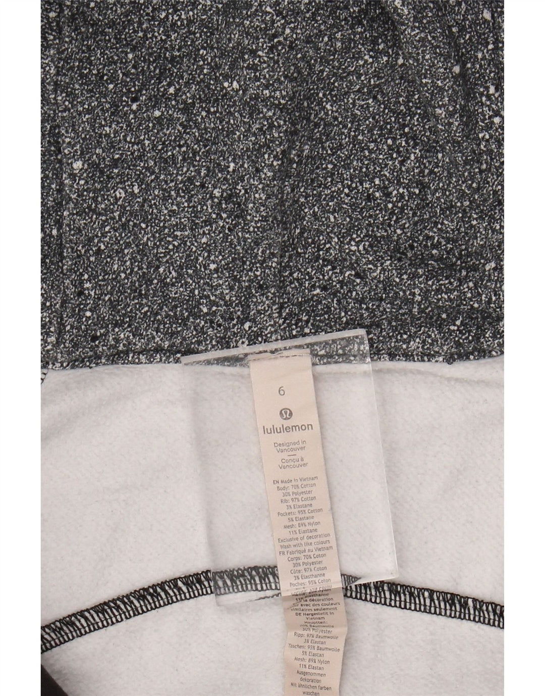LULULEMON Maglione con cappuccio e zip da donna US 6 Cotone screziato grigio medio
