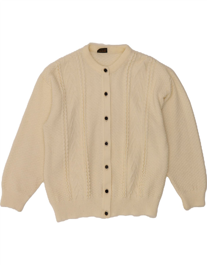VINTAGE Womens Cardigan Sweater UK 14 Large White Acrylic Vintage Vintage and Second-Hand Vintage from Messina Hembry 