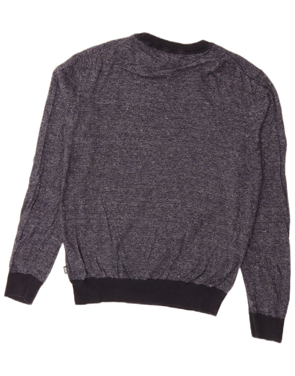 Hugo Boss Maglione da uomo con scollo a barca Maglione medio in cotone gessato blu navy