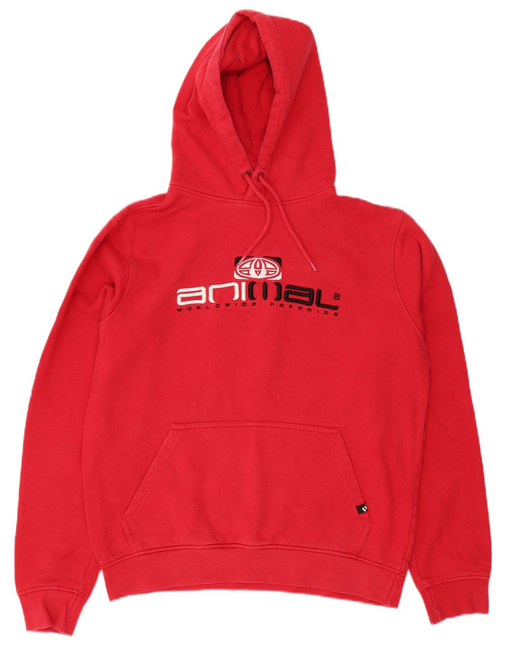 Maglione con cappuccio grafico da uomo Animal in cotone rosso medio