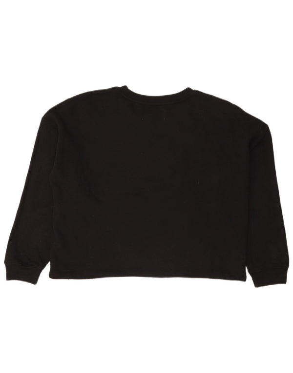 Calvin Klein Jeans da donna Crop Graphic Felpa Maglione UK 16 Large Nero