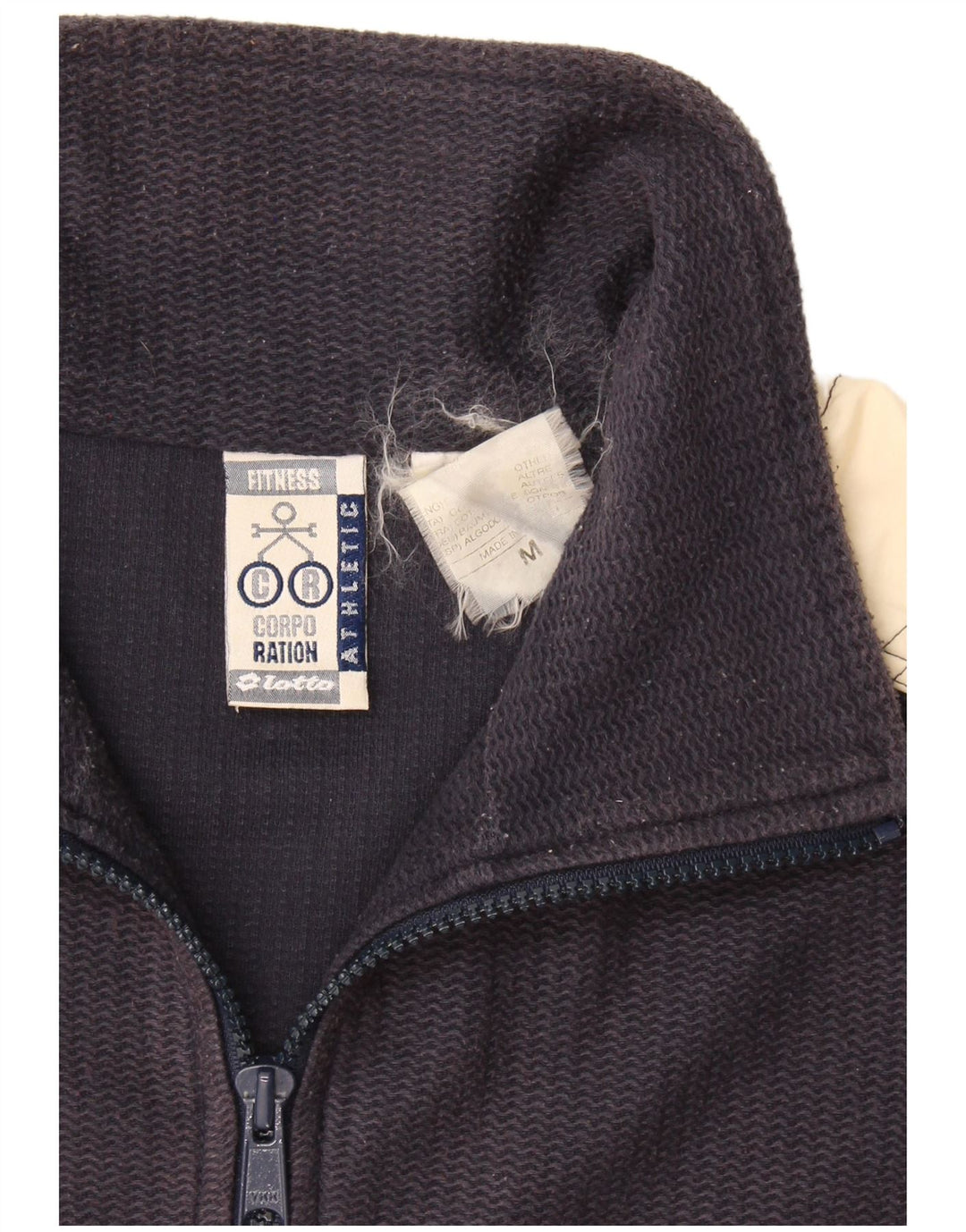 Felpa da uomo con collo con zip grafica Lotto Maglione color block medio blu navy