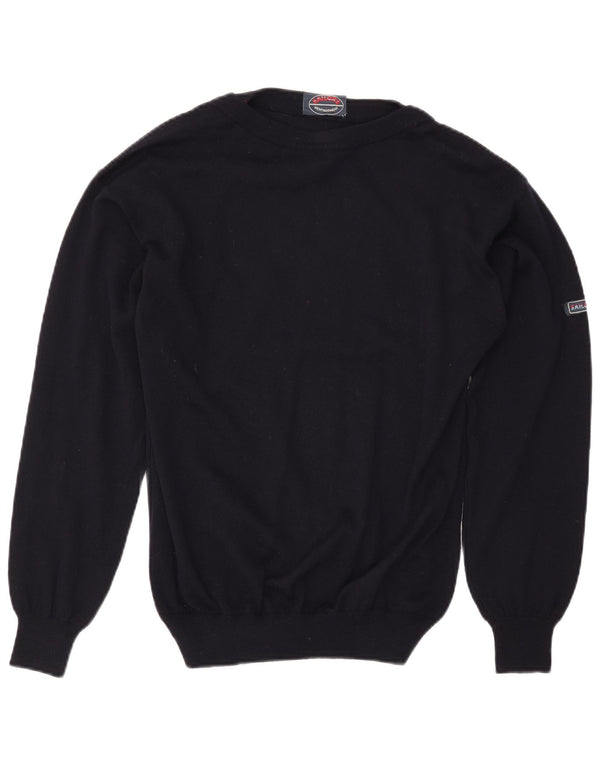 VINTAGE Maglione da uomo con scollo a barca blu navy medio