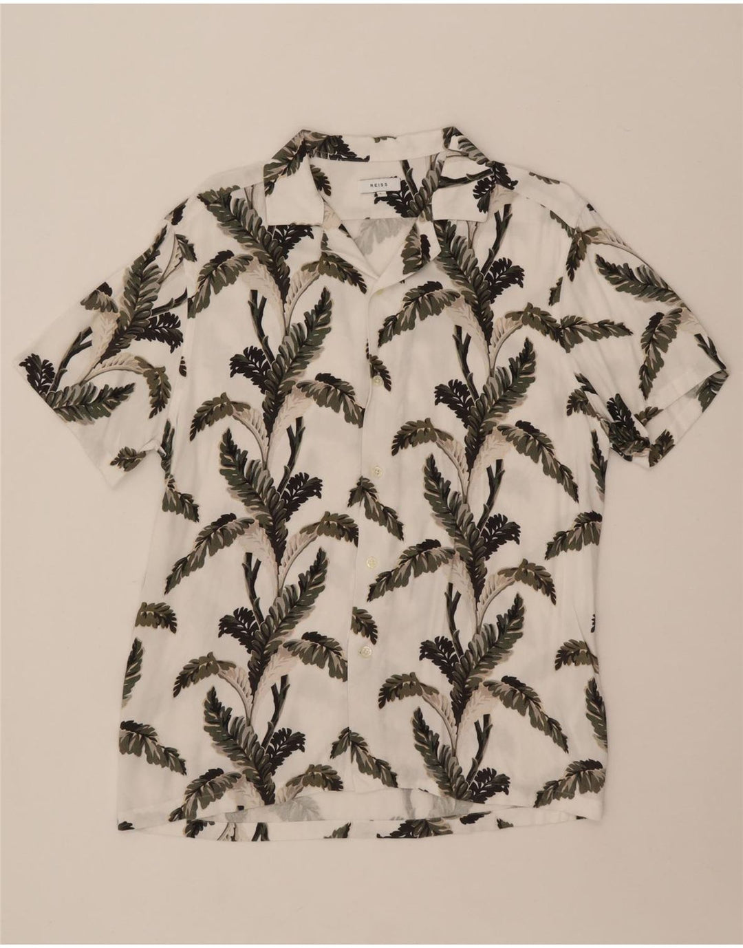 Camicia Reiss da uomo a maniche corte in viscosa floreale bianca grande