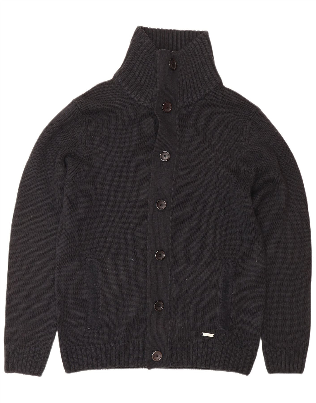 PIERRE CARDIN Maglione cardigan da uomo grande acrilico blu navy