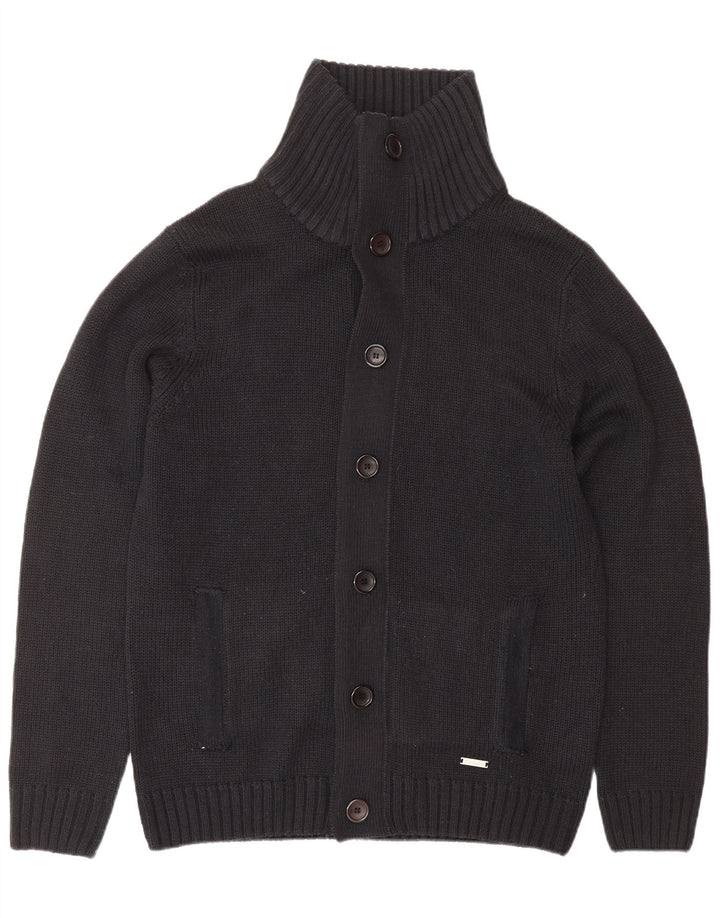 PIERRE CARDIN Maglione cardigan da uomo grande acrilico blu navy