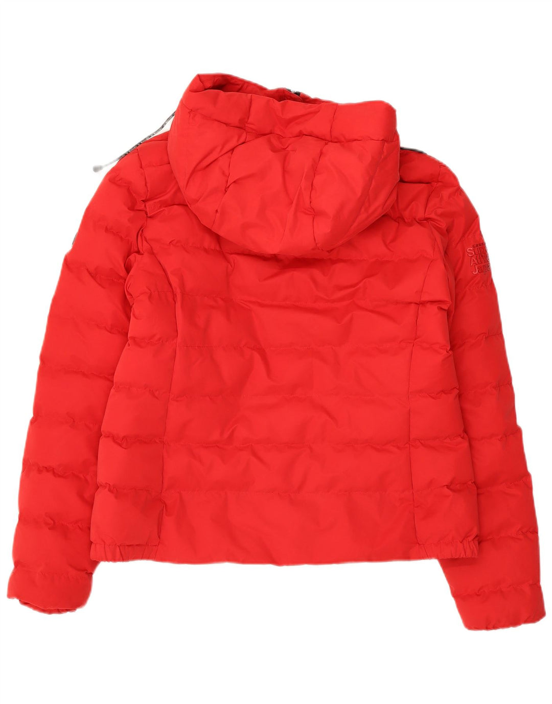 Giacca imbottita con cappuccio da donna Superdry UK 12 nylon rosso medio