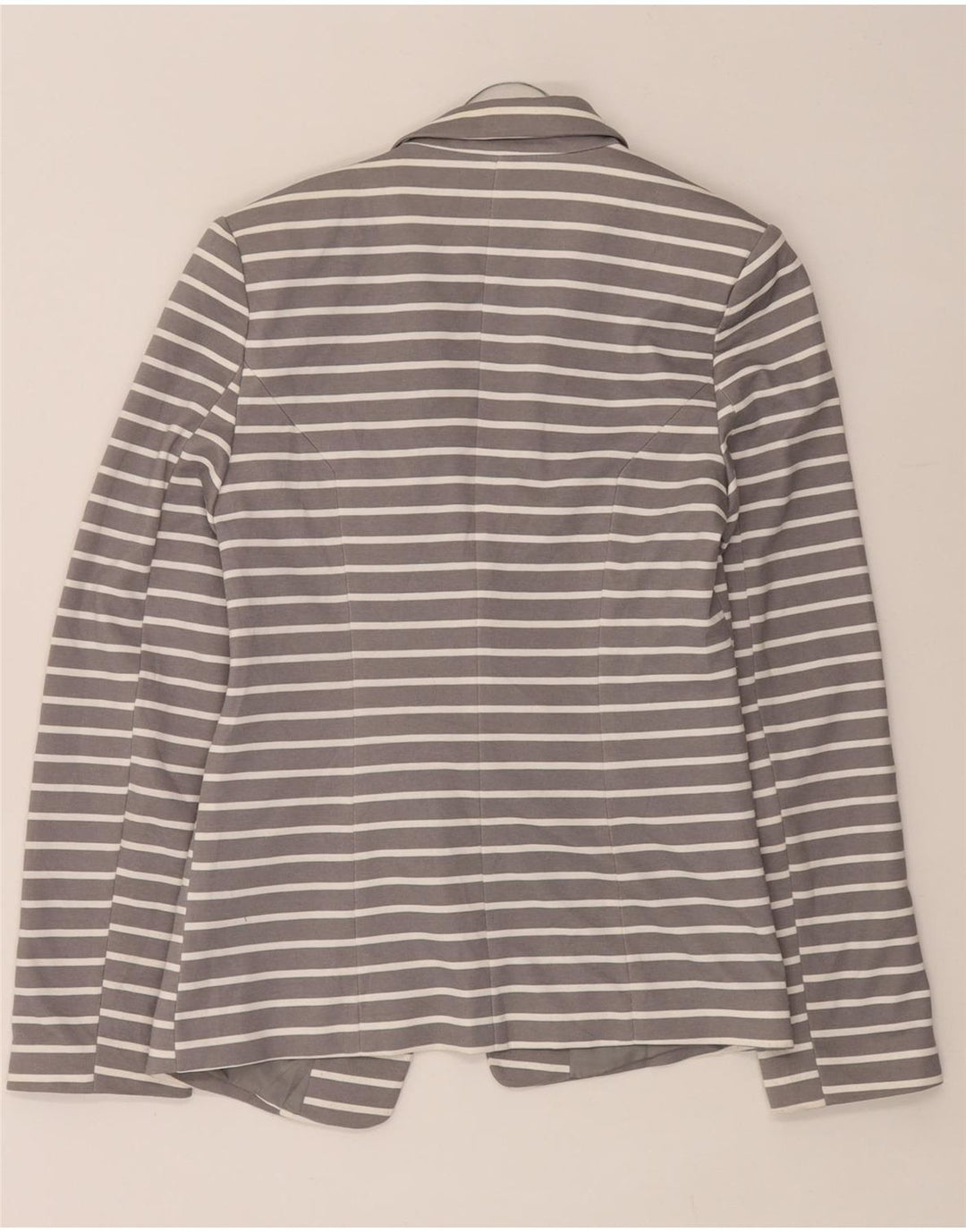 Giacca blazer aperta da donna Oasis UK 8 piccola poliestere a righe grigie