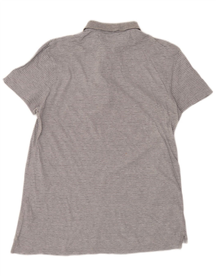 Polo da uomo All Saints piccola in cotone gessato grigio