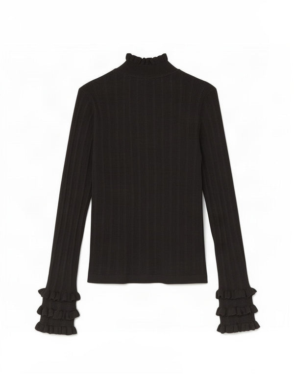 Top Zara da donna a maniche lunghe UK 12 viscosa nera media