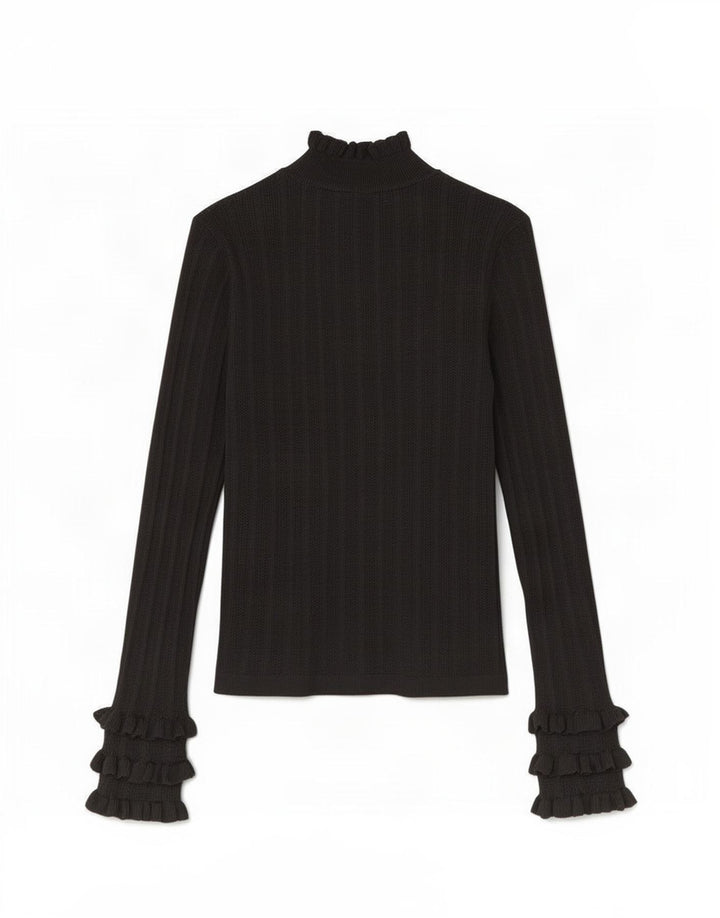 Top Zara da donna a maniche lunghe UK 12 viscosa nera media