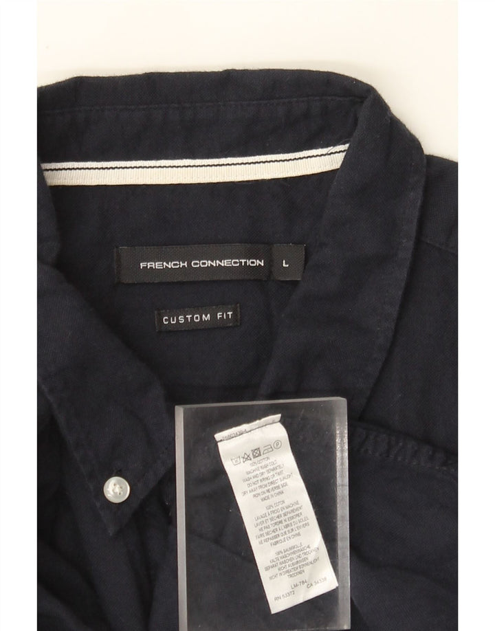 Camicia da uomo su misura French Connection, grande, in cotone blu navy