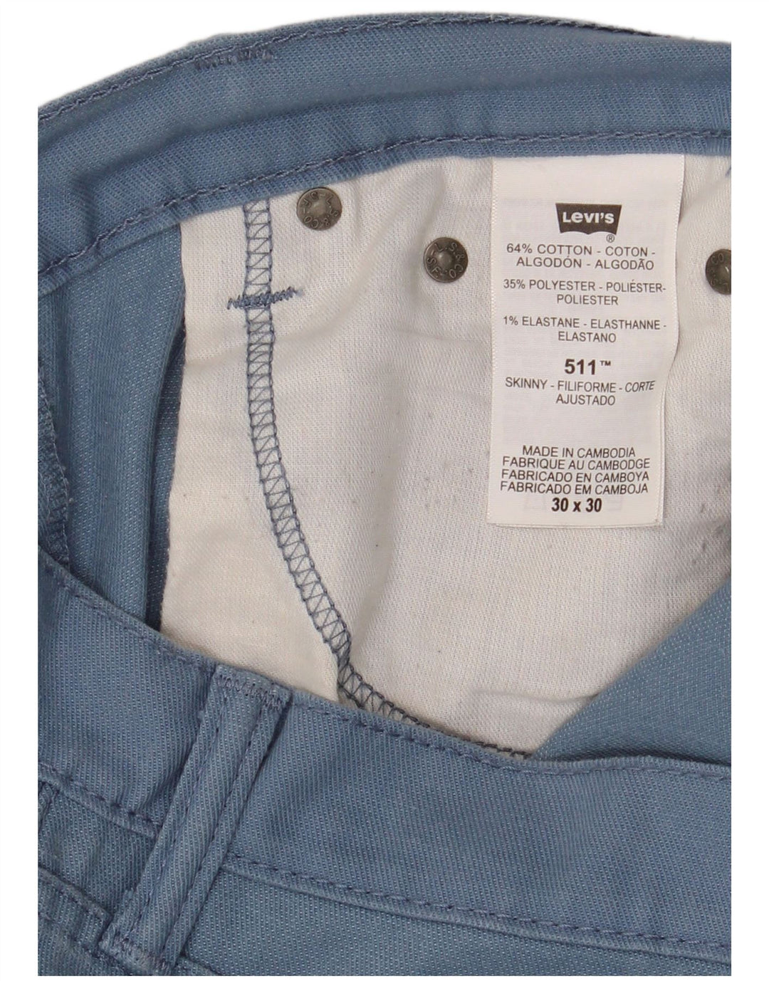 Levi's Uomo 511 Pantaloni Casual Slim W30 L30 Cotone Blu