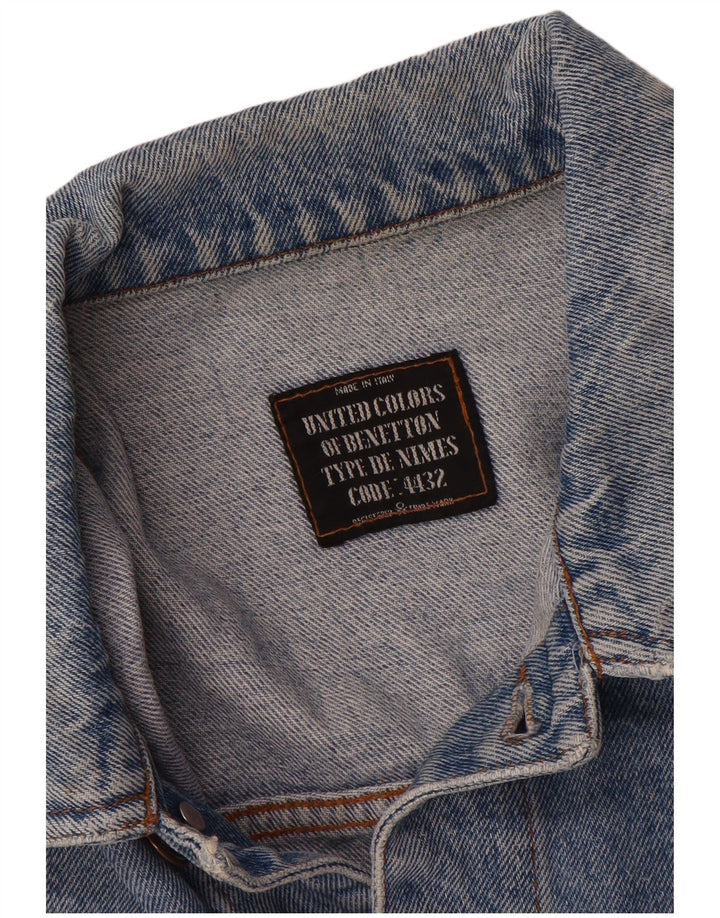 Giacca Jeans Uomo BENETTON IT 52 XL Blu Cotone