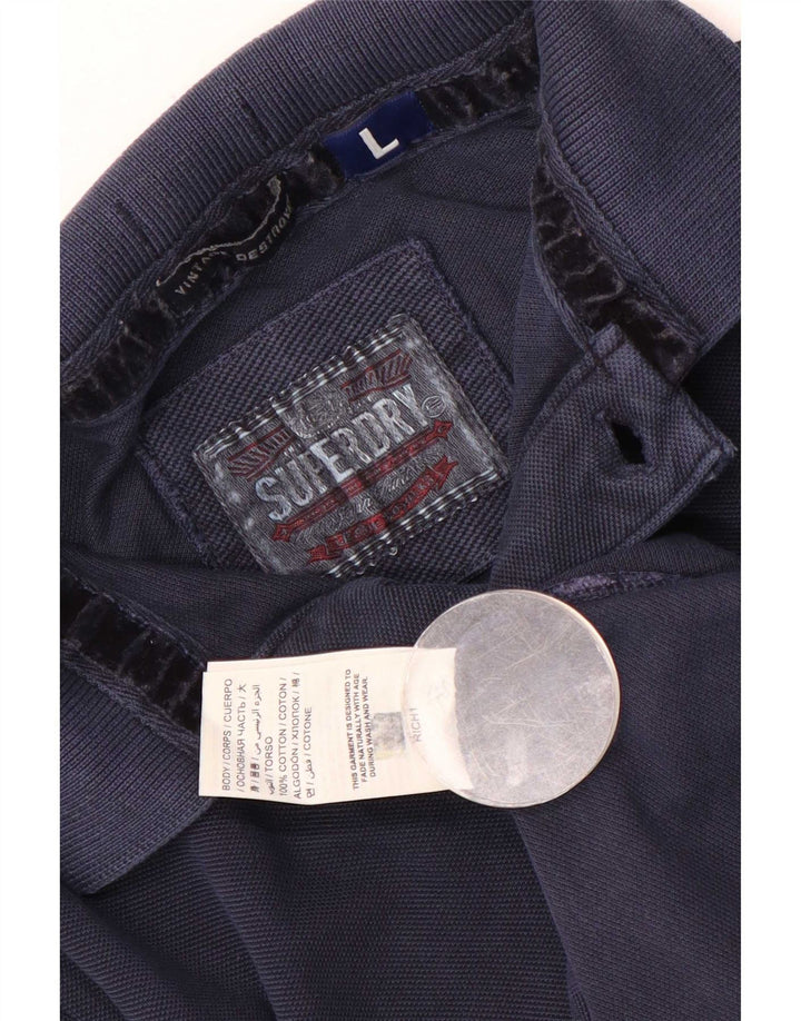 Polo da uomo Superdry Large in cotone blu navy