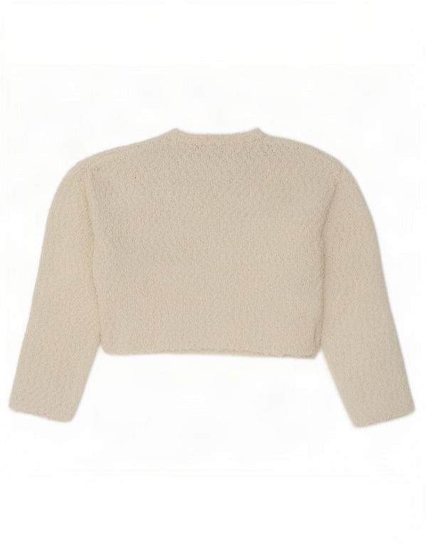 Zara Womens Oversized Crew Neck Jumper Sweater UK 10 Small White Polyester
