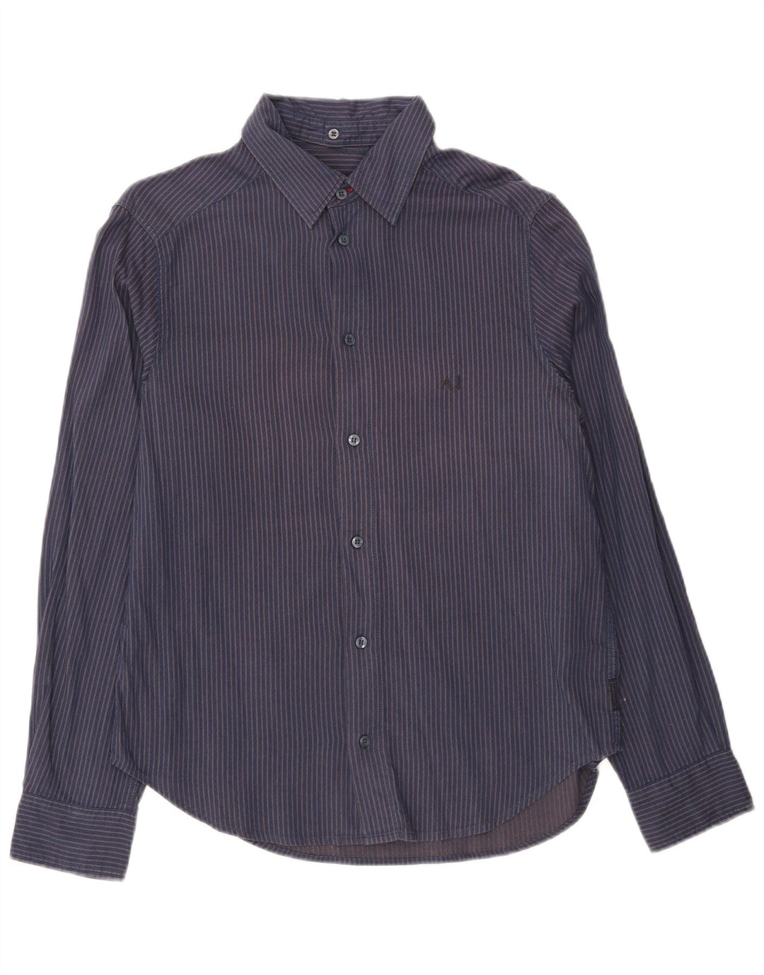 ARMANI JEANS Mens Shirt Medium Navy Blue Striped Cotton