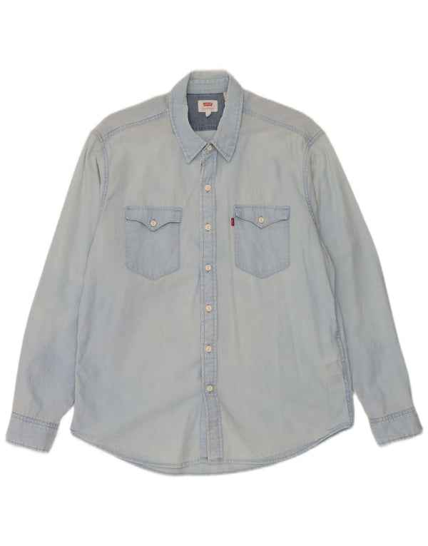 Camicia di jeans da uomo Levi's in cotone blu medio