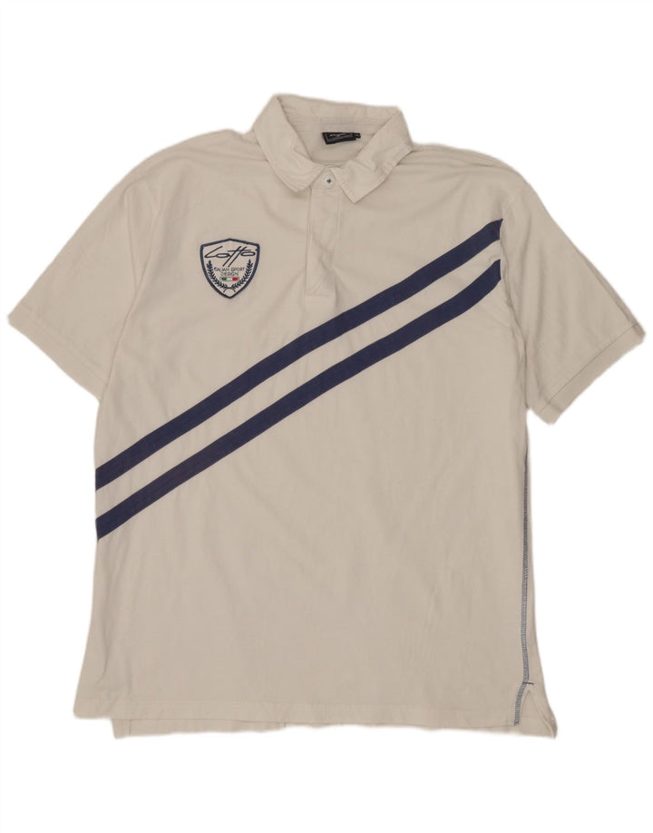 Polo da uomo LOTTO XL in cotone a righe bianche