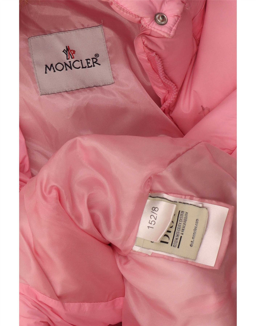 Giacca imbottita con cappuccio grafica per ragazze Moncler 7-8 anni rosa