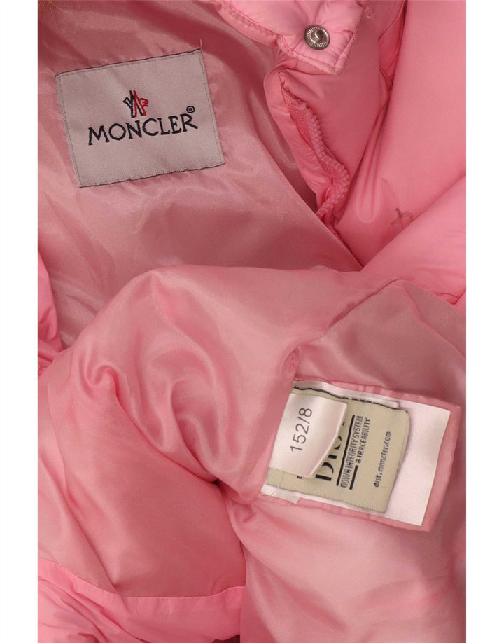 Giacca imbottita con cappuccio grafica per ragazze Moncler 7-8 anni rosa