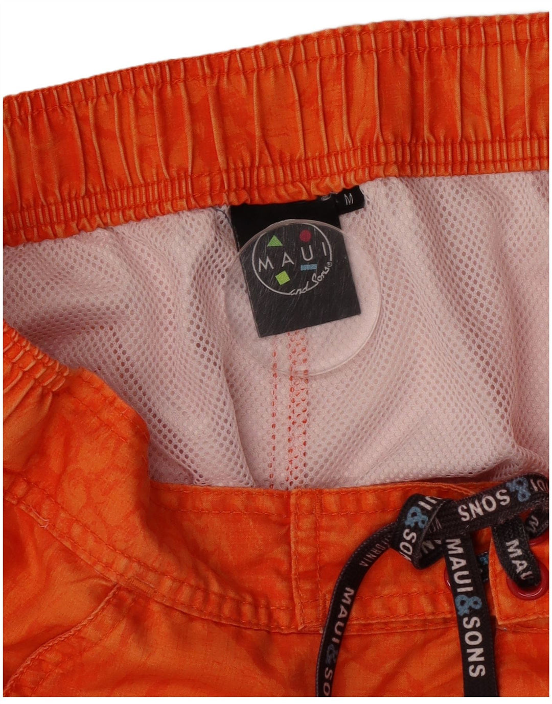 Pantaloncini da bagno da uomo Maui and Sons, poliestere color block arancione medio