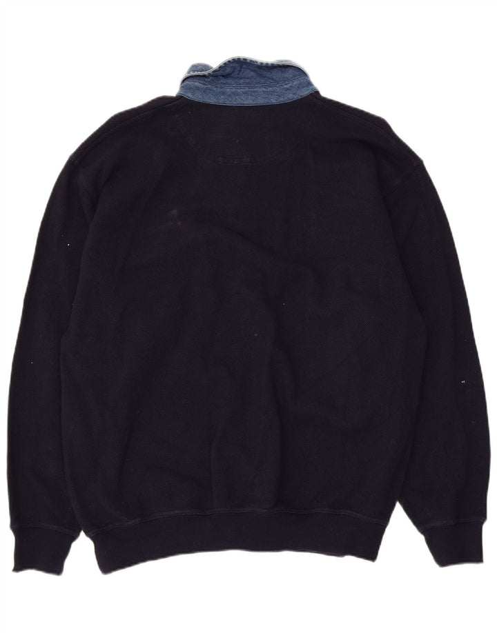 Felpa da uomo a collo alto Burlington, piccola, in cotone blu navy