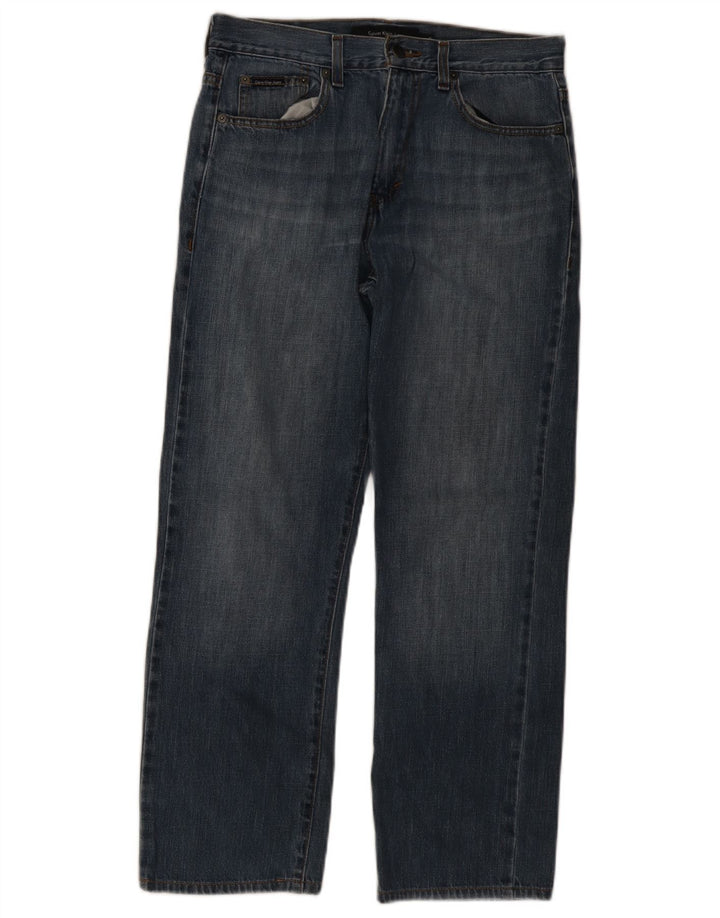 Jeans dritti da donna Calvin Klein W30 L30 cotone blu