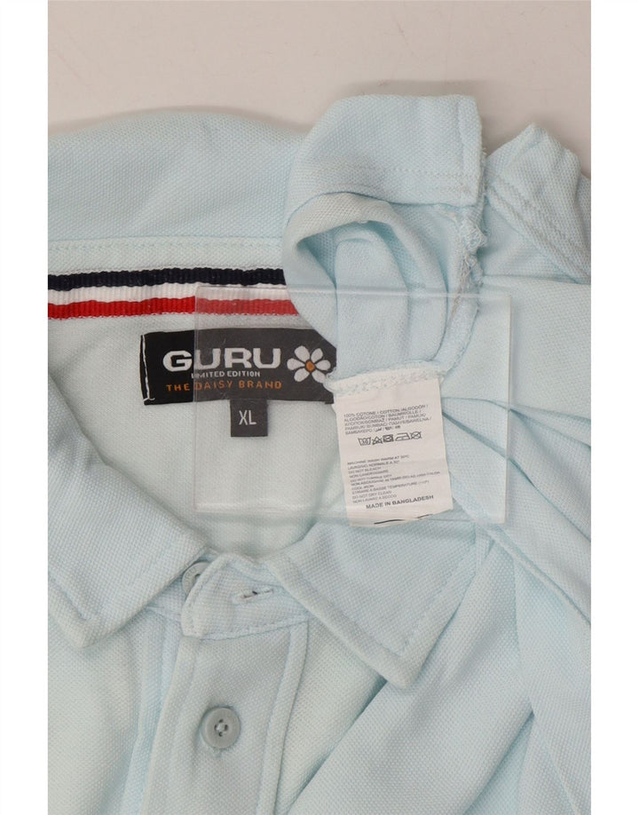 GURU Mens Graphic Polo Shirt XL Blue Cotton Vintage Guru and Second-Hand Guru from Messina Hembry 