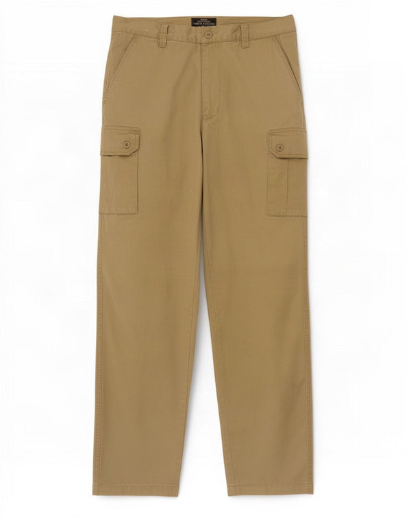 Pantaloni cargo dritti da uomo vintage IT 50 Large W34 L32 Cotone beige