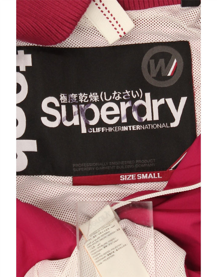 Giacca antipioggia da donna con cappuccio SUPERDRY UK 10 piccola in nylon rosso