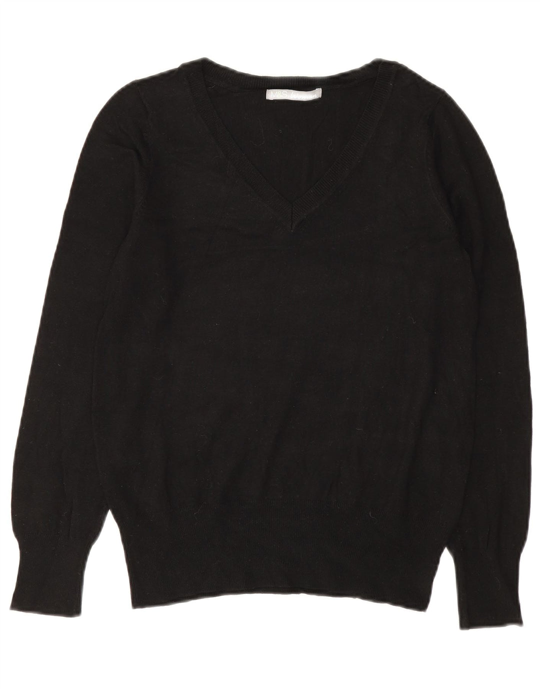 Maglione da donna con scollo a V Marks & Spencer UK 10 piccolo in viscosa nera