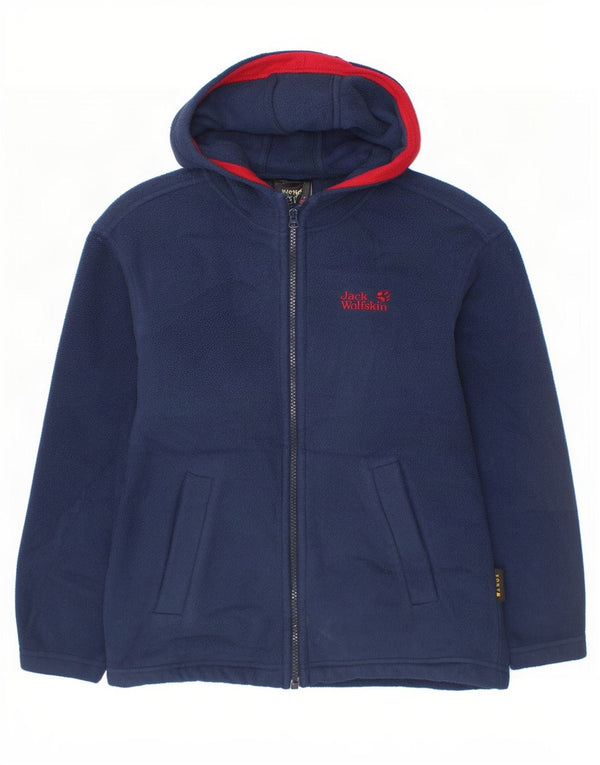 Giacca in pile con cappuccio grafica Jack Wolfskin per ragazzi 9-10 anni blu navy