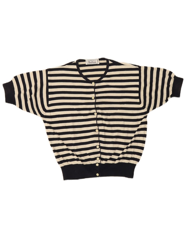 Maglione cardigan a maniche corte da donna Burton UK 10 Small Navy Blue Striped