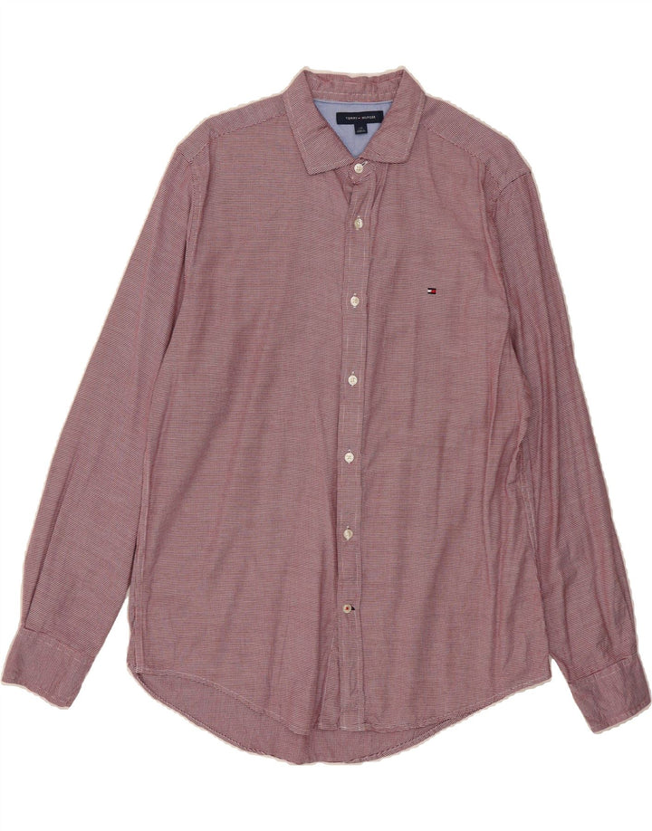 TOMMY HILFIGER Mens Shirt Large Red Houndstooth Vintage Tommy Hilfiger and Second-Hand Tommy Hilfiger from Messina Hembry 