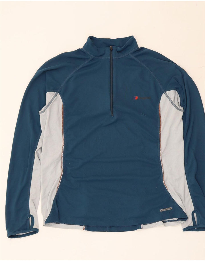 Berghaus Donna Pullover Tuta Top UK 14 Large Blu Colourblock