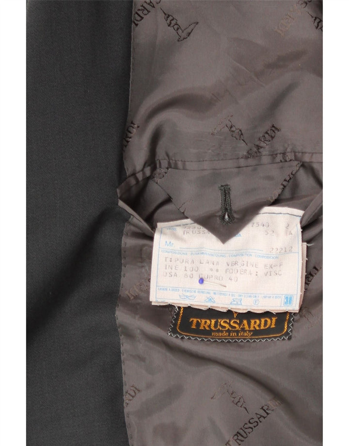 Giacca Blazer 2 Bottoni Uomo Trussardi IT 52 XL Lana Vergine Grigia