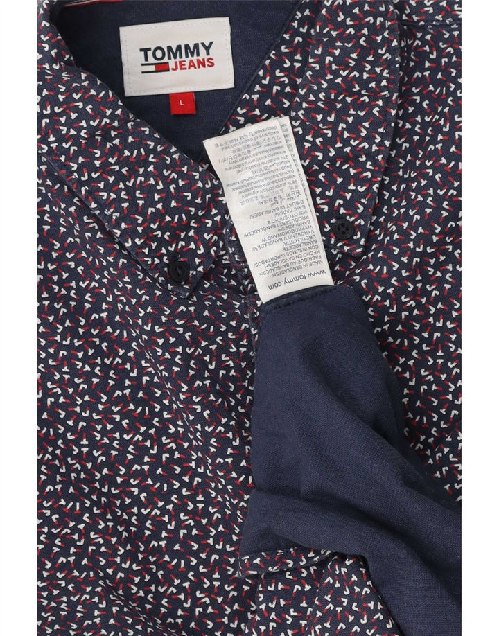 Camicia da uomo Tommy Hilfiger grande cotone maculato blu navy