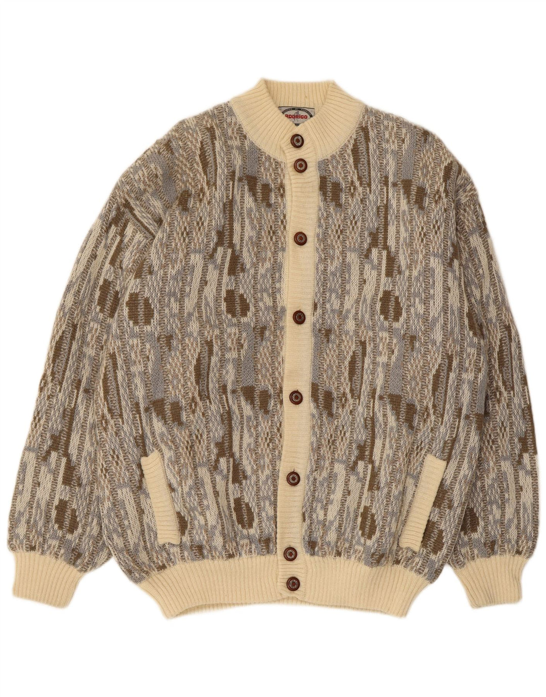 Maglione cardigan da uomo Rodrigo IT 54 XL Lana geometrica multicolore