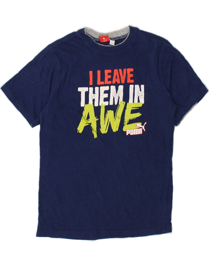 PUMA Boys Graphic T-Shirt Top 9-10 Years Medium  Navy Blue Cotton Vintage Puma and Second-Hand Puma from Messina Hembry 