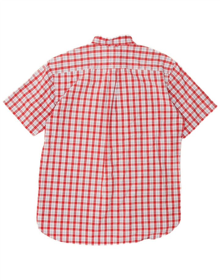 TOMMY HILFIGER Camicia a maniche corte da uomo in cotone a quadri rossi grandi