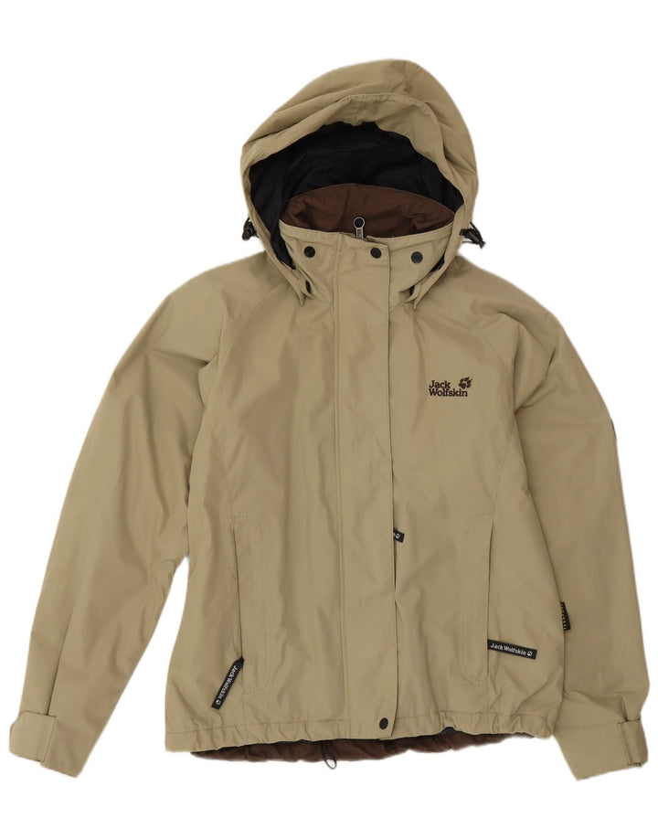 Giacca antipioggia con cappuccio da donna Jack Wolfskin UK 12 Poliestere beige medio