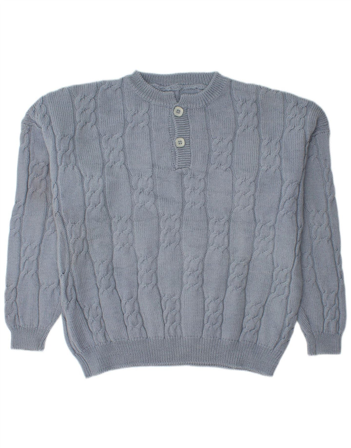 Maglione maglione girocollo da uomo vintage XL blu