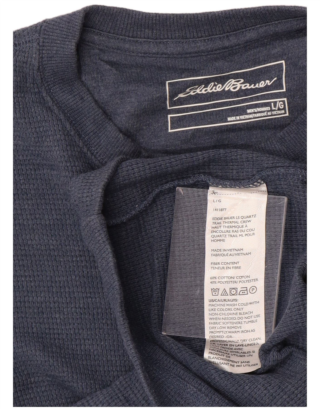 EDDIE BAUER Top da uomo a manica lunga grande in cotone blu