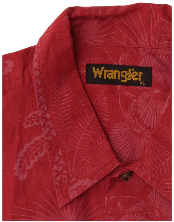 Camicia a maniche corte da uomo Wrangler XL in cotone floreale rosso