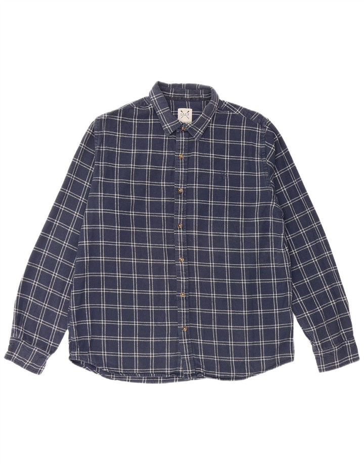 Crew Clothing Camicia da uomo in flanella di cotone a quadri blu navy grande