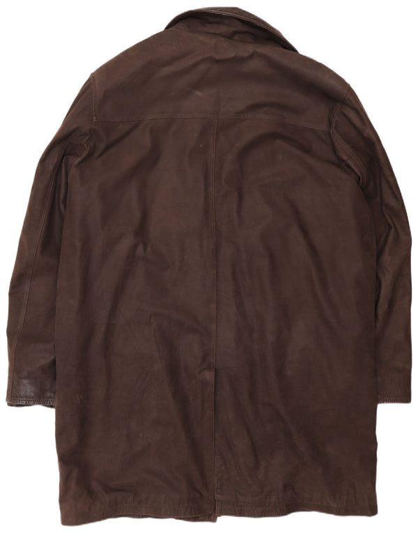 Cappotto in pelle vintage da uomo UK 44 2XL Marrone Classico