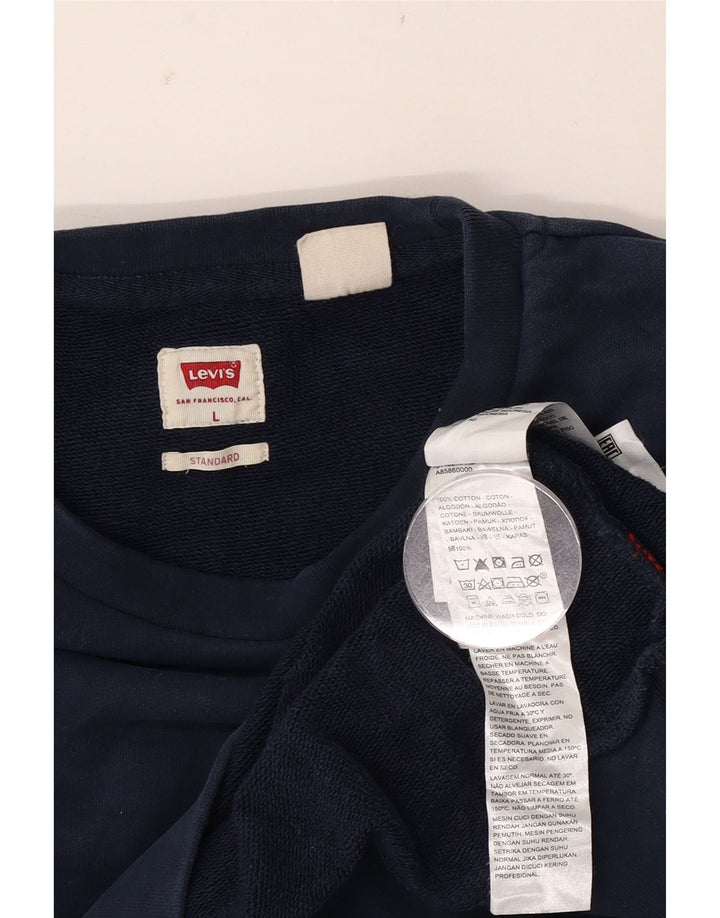 Levi's Felpa con grafica standard da uomo Maglione grande in cotone blu navy