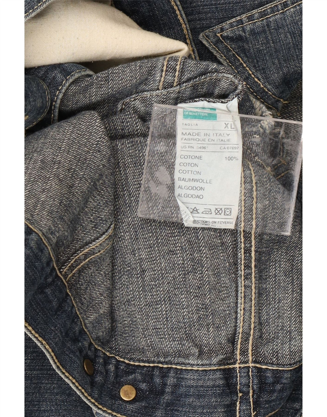 Giacca di jeans da donna BENETTON UK 18 XL cotone blu