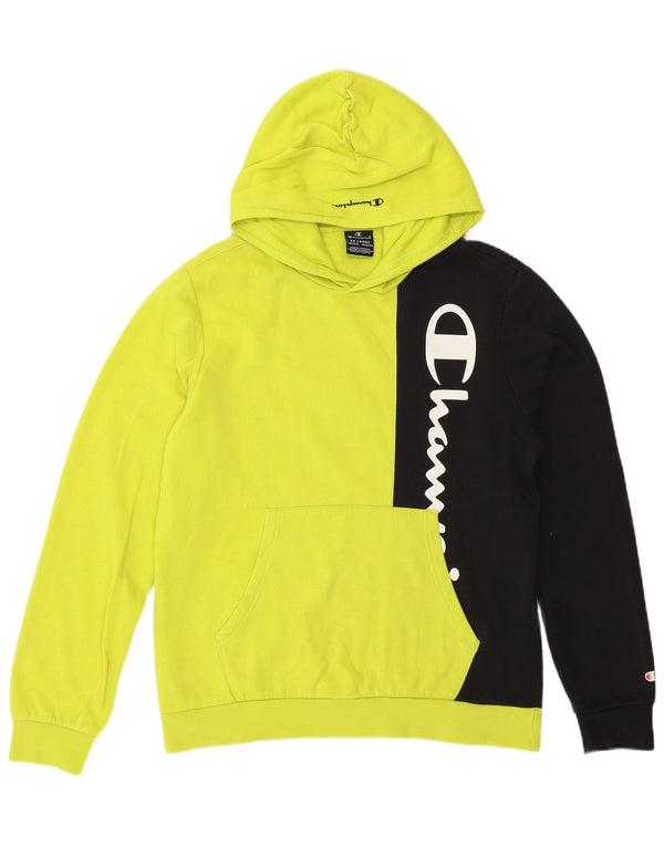 Felpa con cappuccio grafica Champion da ragazzo 15-16 anni 2XL Colorblock giallo